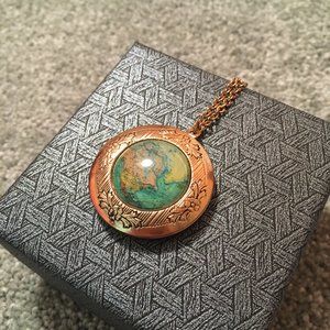World Map Gold Locket
